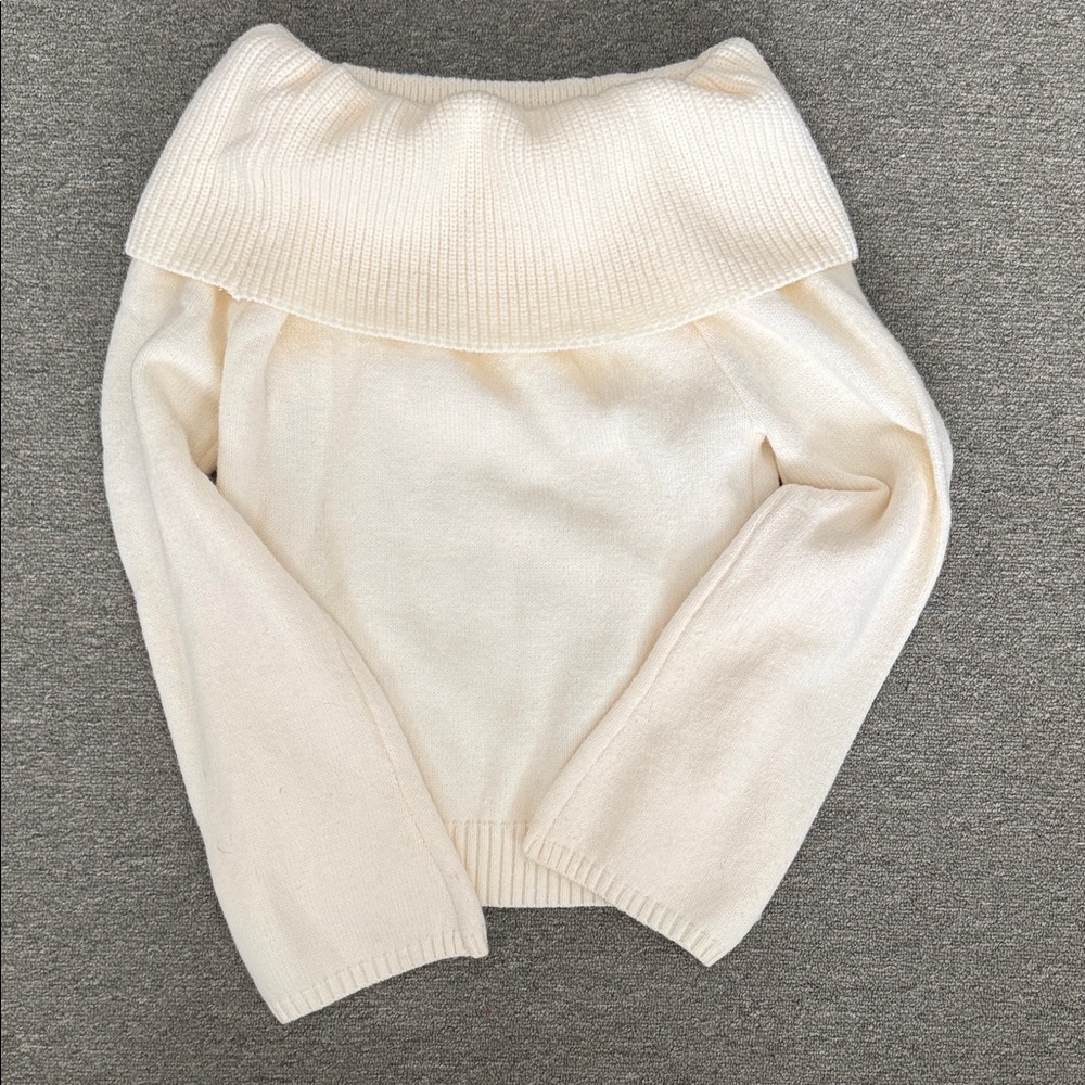 Elegant Cream Off-Shoulder Sweater